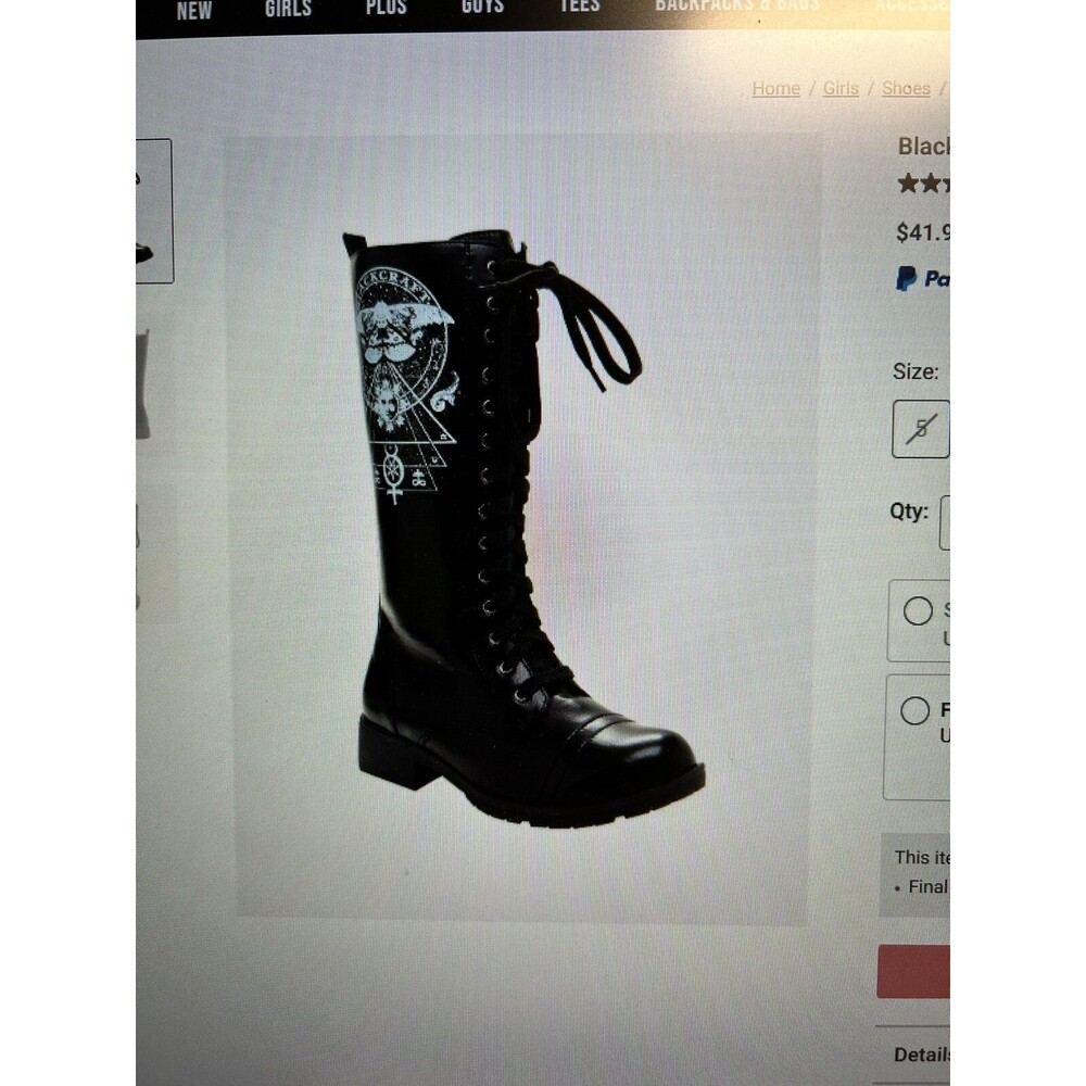 Blackcraft Size 7 WIDE tall leather Combat boots black pre owned